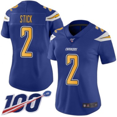Los Angeles Chargers NFL Football Easton Stick Electric Blue Jersey Women Limited  #2 100th Season Rush Vapor Untouchable->women nfl jersey->Women Jersey